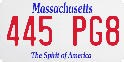 MA license plate 445PG8