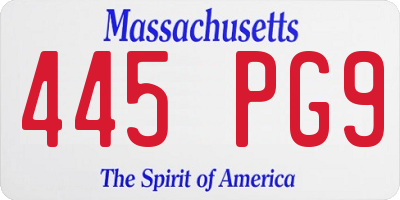 MA license plate 445PG9