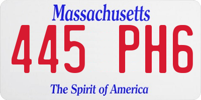 MA license plate 445PH6