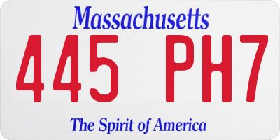 MA license plate 445PH7