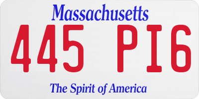 MA license plate 445PI6