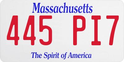 MA license plate 445PI7