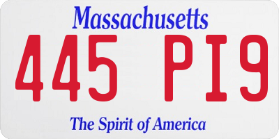 MA license plate 445PI9
