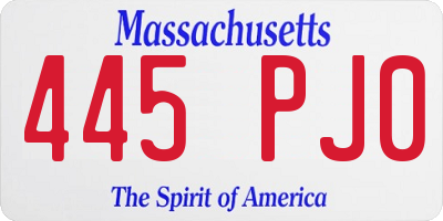 MA license plate 445PJ0