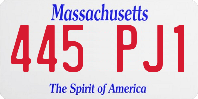 MA license plate 445PJ1