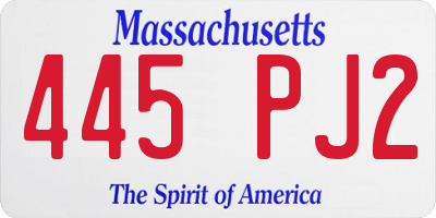 MA license plate 445PJ2