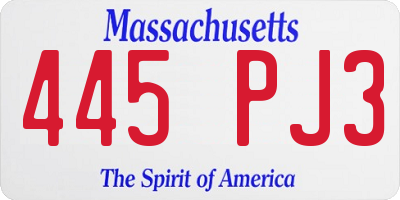 MA license plate 445PJ3