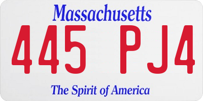 MA license plate 445PJ4