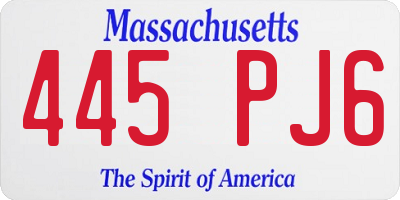 MA license plate 445PJ6