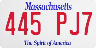 MA license plate 445PJ7