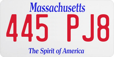 MA license plate 445PJ8