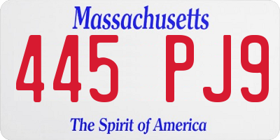 MA license plate 445PJ9