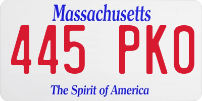 MA license plate 445PK0