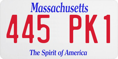MA license plate 445PK1
