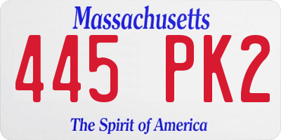 MA license plate 445PK2