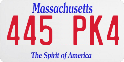 MA license plate 445PK4