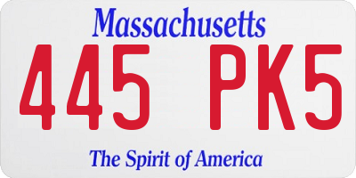 MA license plate 445PK5