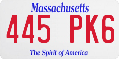 MA license plate 445PK6