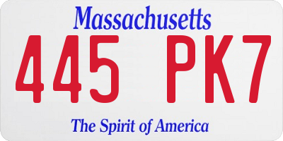 MA license plate 445PK7