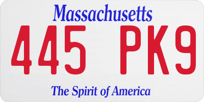 MA license plate 445PK9