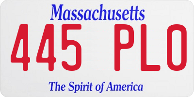 MA license plate 445PL0