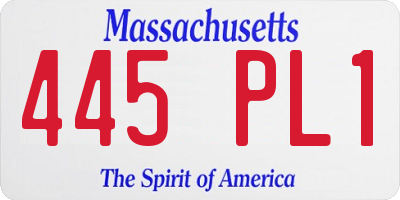 MA license plate 445PL1