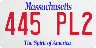 MA license plate 445PL2