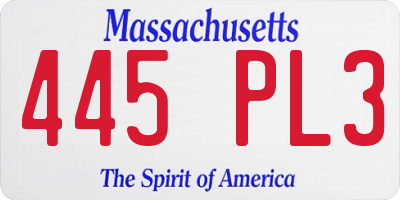 MA license plate 445PL3