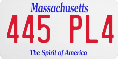 MA license plate 445PL4