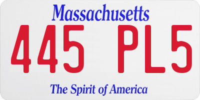 MA license plate 445PL5