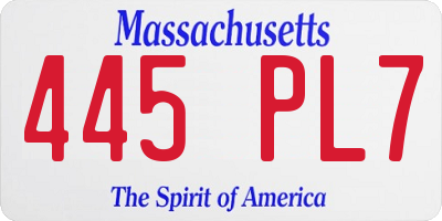 MA license plate 445PL7