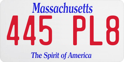 MA license plate 445PL8