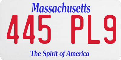 MA license plate 445PL9