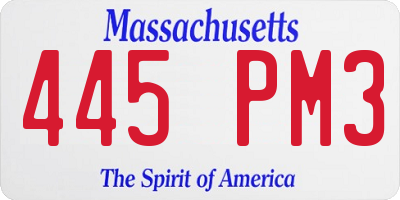 MA license plate 445PM3