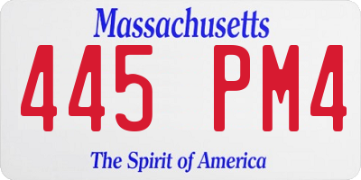 MA license plate 445PM4