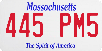 MA license plate 445PM5