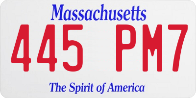 MA license plate 445PM7
