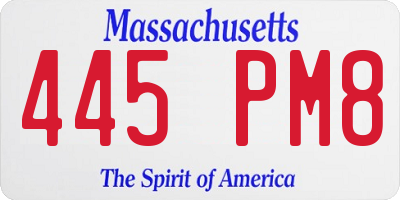 MA license plate 445PM8