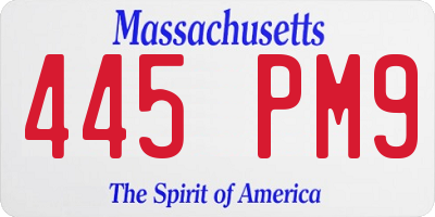 MA license plate 445PM9