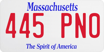 MA license plate 445PN0