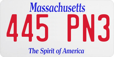 MA license plate 445PN3