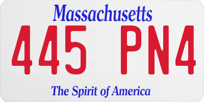 MA license plate 445PN4
