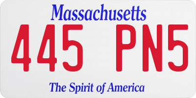 MA license plate 445PN5