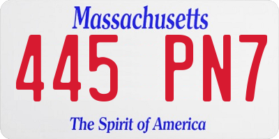 MA license plate 445PN7