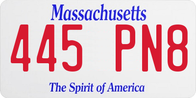 MA license plate 445PN8
