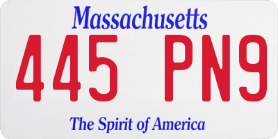 MA license plate 445PN9