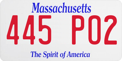 MA license plate 445PO2