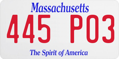 MA license plate 445PO3