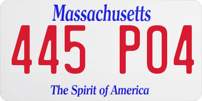MA license plate 445PO4