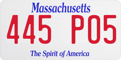 MA license plate 445PO5